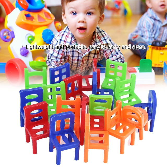 LAFGUR Mini Chair Toy,18pcs/ Set Mini Stacking Plastic Chair Toy Learning Intelligent Toys for Kid, Plastic Chair Toy