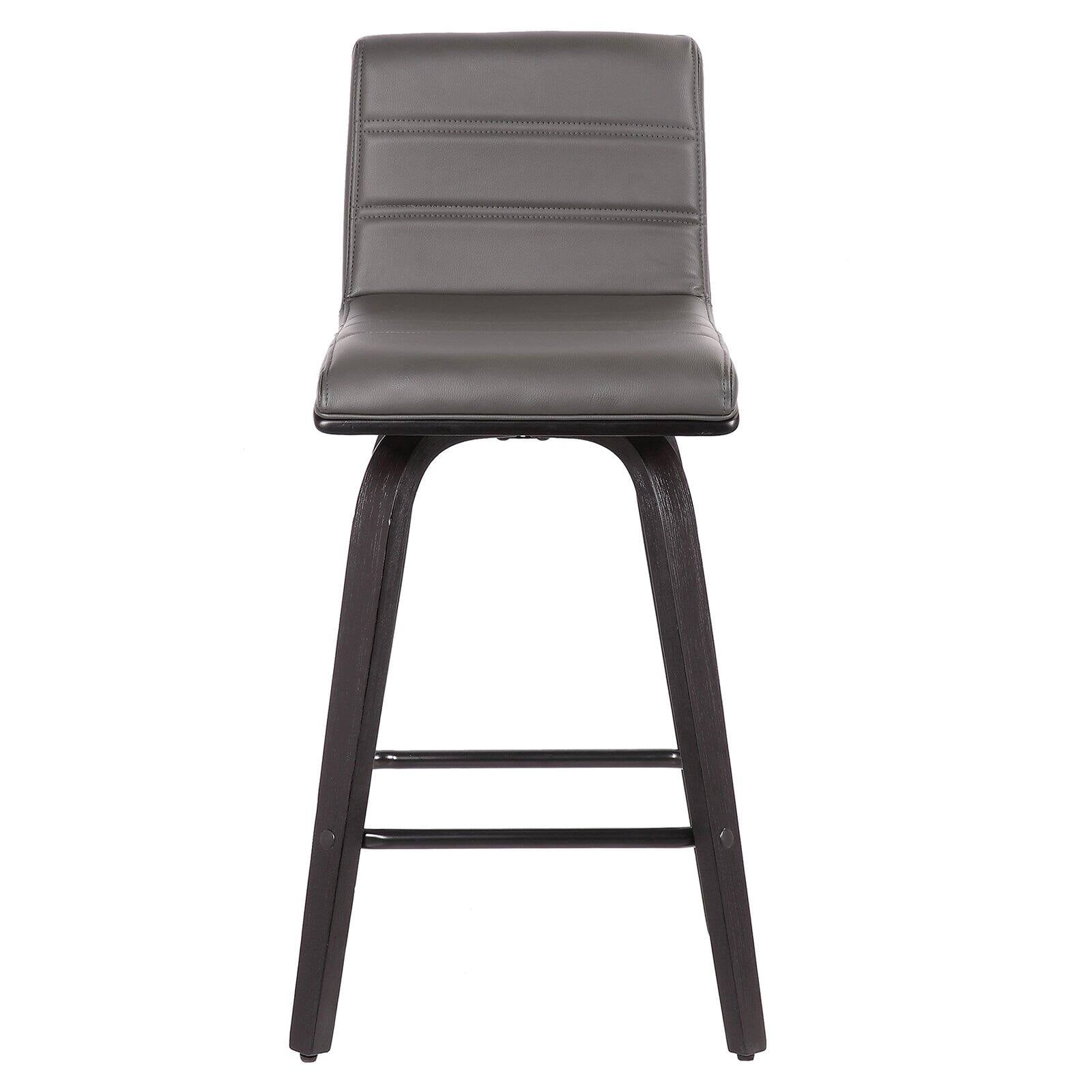 Vienna 26" Swivel Counter Stool in Black Wood Finish with Gray Faux Leather