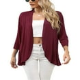 thumbnail image 2 of Cardigan Léger Ouvert pour Femmes Manches 3/4 Ourlet à Volants Décontracté Sans Boutons, 2 of 6