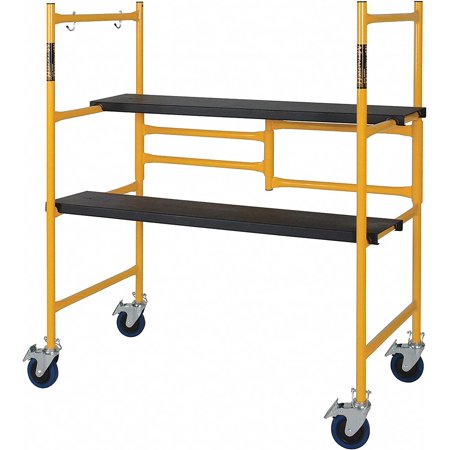 MetalTech Scaffolding Platform, 9 Ft Reach, 500 Lbs Capacity w/Locking Wheels, Yellow