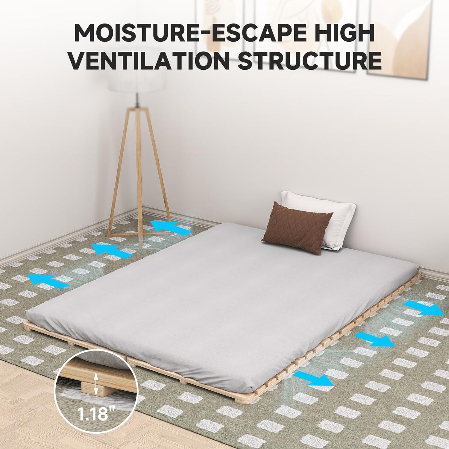 SLSY Wooden Folding Slat Bed Frame,Floor Bed Frame, Suitable for Japanese-Style Floor Mattresses, Solid Pine Wood Bed Frame, Moisture-Proof Tatami Bed Board, Guest Tatami, Japanese Bed Frame.