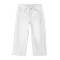 thumbnail image 3 of Summer Capris New Capri Jean for Women Summer Straight Leg Versatile Cropped Pants Fashion Frayed Hem Denim Capri Pants with Pocket White XL, 3 of 9