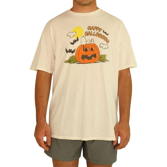 Junk Food Mens Happy Halloween Snoopy Graphic T-Shirt, White, X-Small