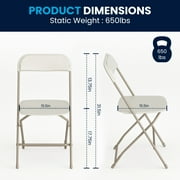Flash Furniture Hercules Series Plastic Folding Chair Beige - 10 Pack 650LB Weight Capacity Comfortable Event Chair - Lightweight Folding Chair