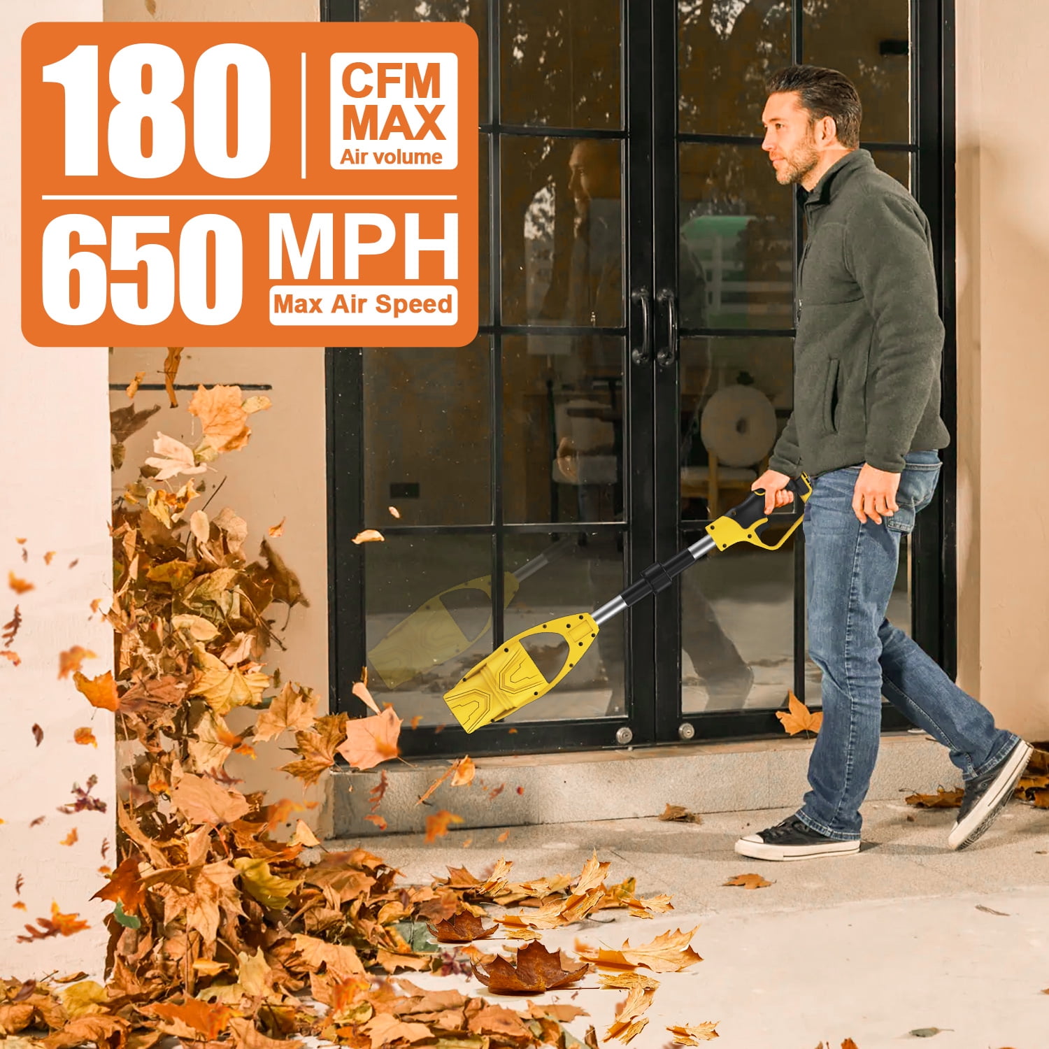 40V Cordless Leaf Blower,AILKIN High Speed Foldable Air Leaf Cleaner,Lightweight Mini Handheld Rechargeable Electric Cordless Leaf Blowers with Battery and Charger for Garden,Patio,Home,Yards,Yellow