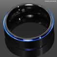thumbnail image 5 of Tungsten Rings for Men Wedding Bands for Him Womens Wedding Bands for Her 8mm Black Brushed Blue Stripe, 5 of 6