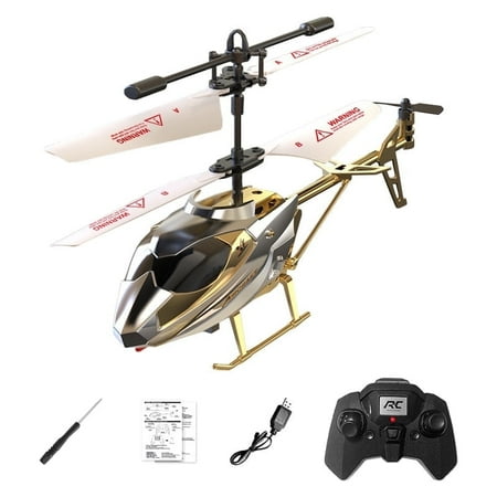 Remote Control Helicopter Mini Gyroscope RC Helicopters LED Light for Indoor to Fly for Kids and Beginners, Silver