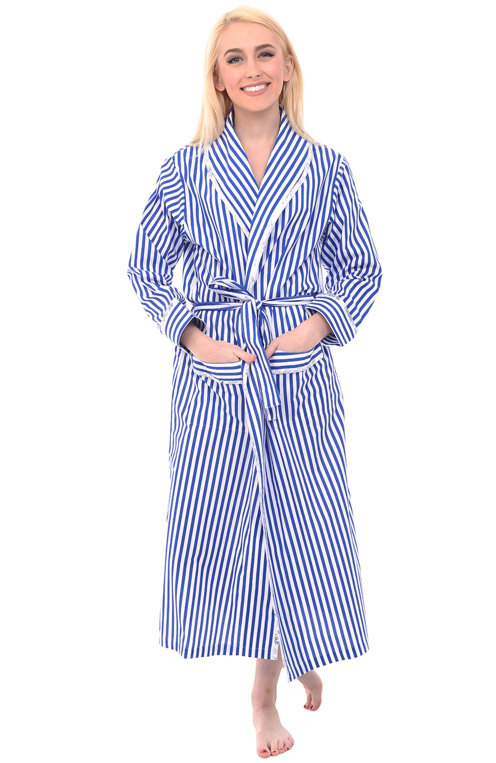 Alexander Del Rossa Womens Lightweight Cotton Kimono Robe Summer Bathrobe