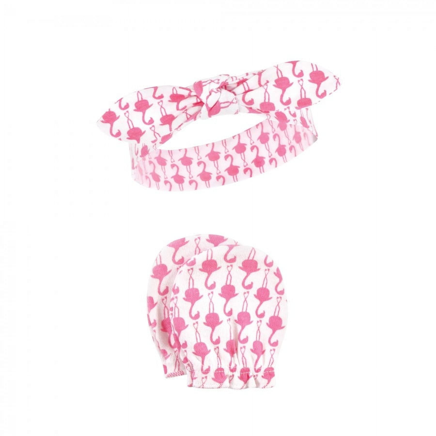 Hudson Baby Infant Girl Cotton Headband and Scratch Mitten