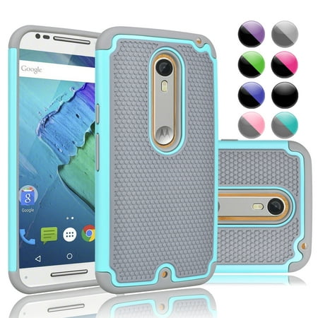 Moto X Style Case,Moto X Pure Edition Case,[Turquoise] Njjex 2-Piece Shockproof Rugged Rubber Anti-Slip Plastic Hard Case Cover For 2015 Motorola Moto X Style (Best Moto X Pure Designs)