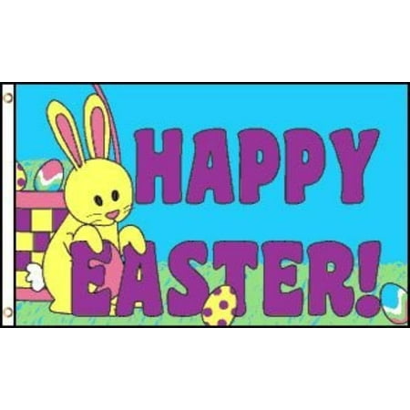 Happy Holidays Banner 3x5 Happy Easter Flag Spring Holiday Banner Party Bunny Rabbit Pennant Outdoor, Home and Holiday Flags By Home and Holiday Flags,USA ()
