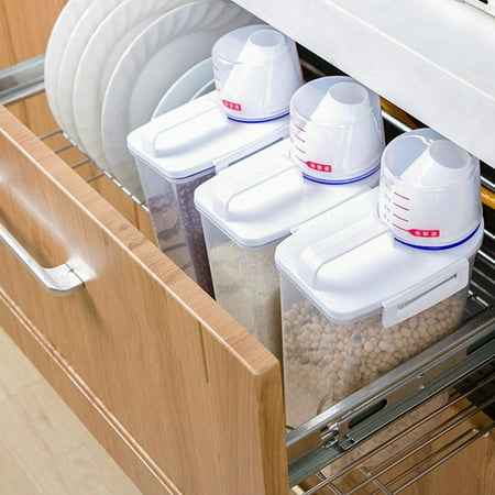 2L Plastic Cereal Dispenser Storage Box Kitchen Food Grain Rice Container