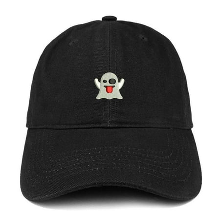- Trendy Apparel Shop Ghost Emoticon Embroidered 100% Soft Brushed Cotton Low Profile Cap - Black