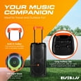 thumbnail image 3 of Risebass Portable Karaoke Machine with 2 Wireless Mics, Daul 8" Speakers, LED Lights, PA System, Remote, Bass/Treble Adjustment, SD Card/USB, REC Rolling Wheels, Trolley, Auto ducking, Guitar Input, 3 of 7