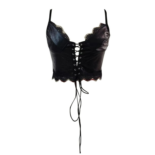 Gibobby ropa interior 1 pieza de encaje para mujer cuero Sexy correa de encaje sujetador de copa tipo en el pecho broche lenceria de linea de
