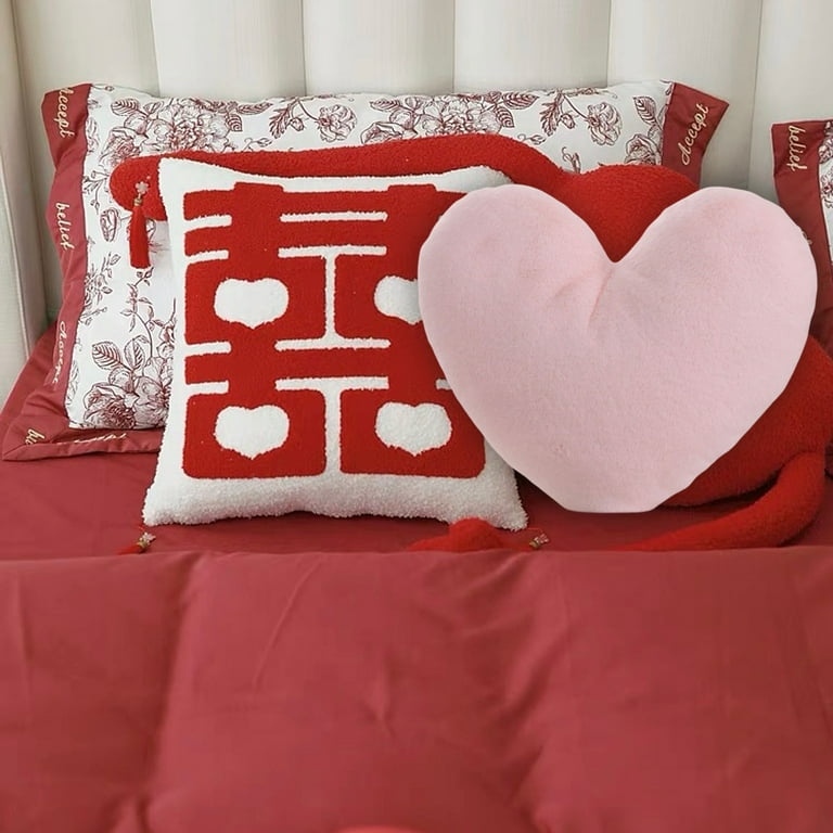 Fairnull Throw Pillow Nice-looking Full Filling Good Fluff Soft Comfortable  Plush Fluffy Heart Shape Cushion Toy Home Decoration 