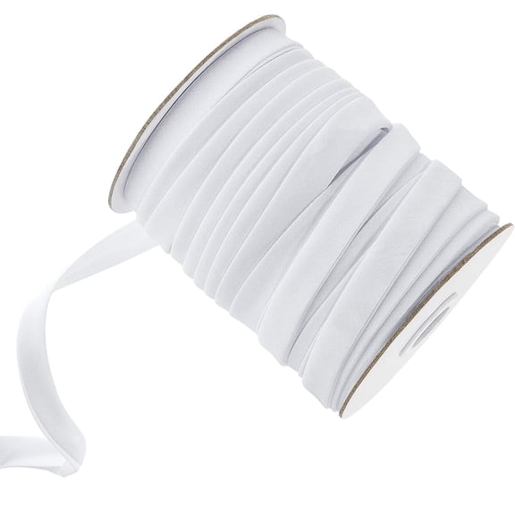 Double Fold Bias Tape Bias Binding Tape for Sewing, Seaming, Hemming, Piping, Quilting, 1/2 Inch x 50 m(white)