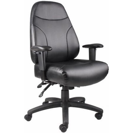 OCC Leather Executive Ergonomic Chair multi-function Office Task Chair in Black Leather Computer Desk