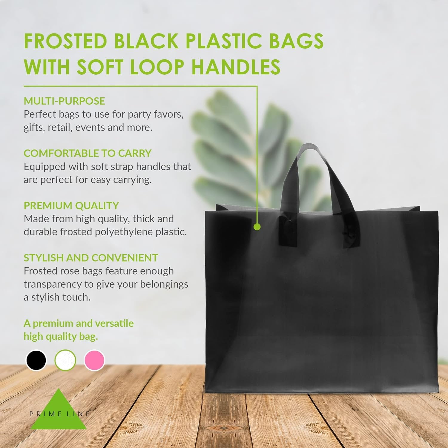 Plastic Bags with Handles - Frosted White – Prime Line Retail