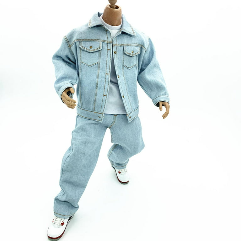 1/6 Scale Male Clothes, Carefully Sewing, Handmade, Male Doll Outfits for  12'' Male Figure Doll Accessories Denim Suit Light 