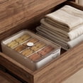 thumbnail image 4 of Linnome Underwear Storage Box 3 Partition Compartment Clear Lid Plastic Sock Bra Panties Drawer Organizer Wardrobe Closet Intimates Sorting Container, 4 of 6