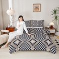 thumbnail image 4 of Feelyou Simple Buffalo Plaid Queen Comforter Set, Fashion Boho Aztec Abstract Bedding Sets, Teens Adult Women Men Reversible Bedding Comforter Set, Microfiber Bedroom Decor, 3pcs, 4 of 8