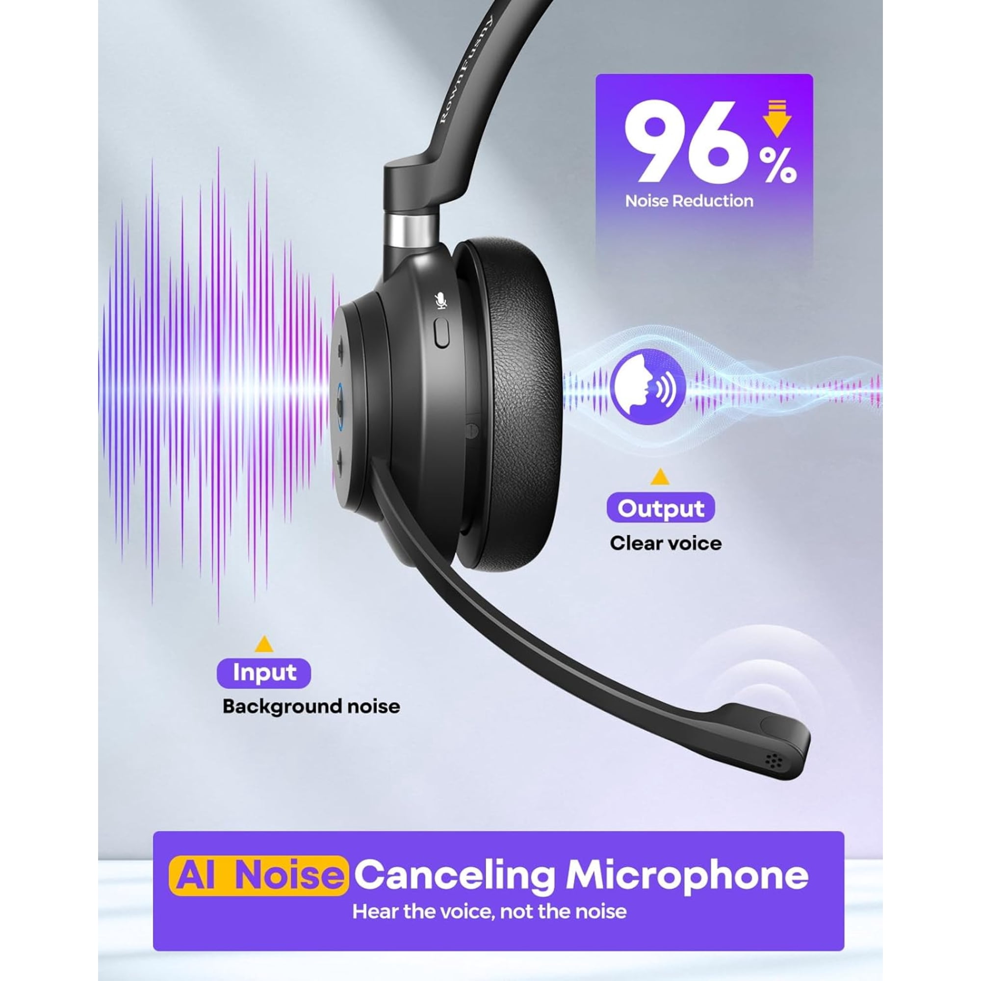 Rownfusny R03U USB Headset With Noise-Canceling Mic (Pc/Laptop)