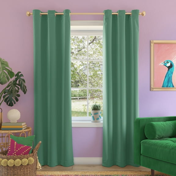 Sun Zero Riley 1-Piece Kids Bedroom Blackout Grommet Curtain Panel, 40"X84", Aqua Blue
