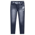 thumbnail image 5 of uublik Pants Capris for Women Stretchy Pants Pull On Jeggings High Waisted Denim Leggings Casual Pants with Pockets, Blue, 5 of 6
