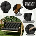 thumbnail image 2 of Snubbull Swing Replacement Cushion, Outside Bench Cushion with Backrest, 2-3 Seater Cushion with 6 Ties for Outdoor Furniture, 60 x 40 x 5 inches Porch SwingCushion Garden Bench, Black, 2 of 7