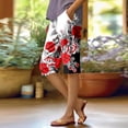 thumbnail image 4 of Bermuda Shorts for Women Knee Length Cotton Linen Wide Leg Summer Shorts High Waisted Loose Fit Casual Trousers White M, 4 of 5