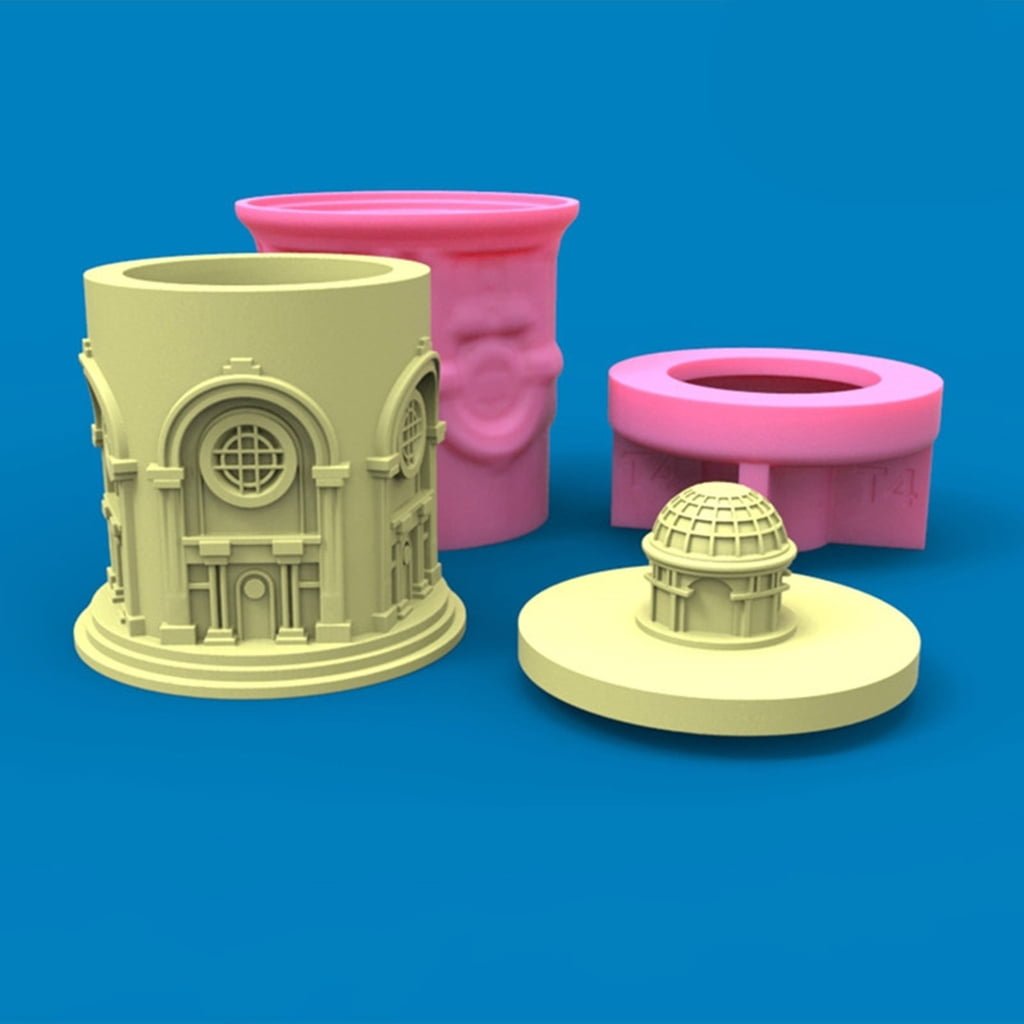 WINDLAND Building Storage Jars Silicone Mold DIY Candle Holder Tool Concrete Casting Mold Plaster Crafts Making Supplies Nonstick
