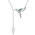 thumbnail image 1 of Collar Colibrí Plata 925 Dije Verde Circonita Cadena Ajustable 45cm Xtellar plateado, 1 of 3