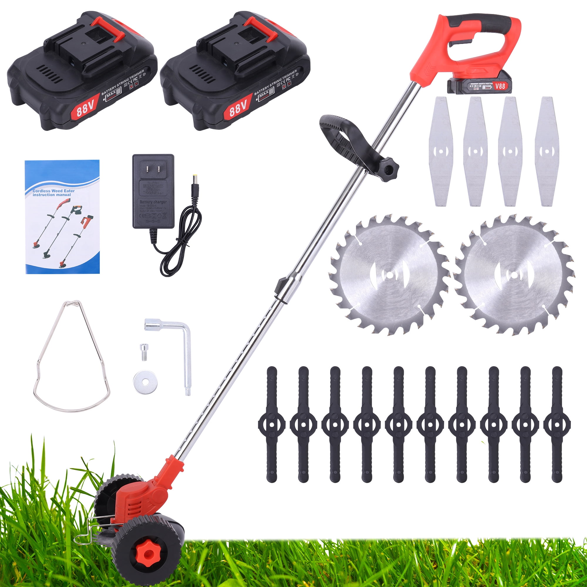Electric Grass Trimmer 24V/88V Cordless Weedeater Lightweight Electric