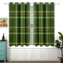 Green Plaid Blackout Curtains Window Grommet Insulated Curtain Bedroom Living Room 54"x55" 2 Panels
