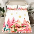 thumbnail image 2 of Manfei Girly Pink Cartoon Teen Queen Sheet Sets, Christmas Magic Santa Claus Flat Sheet, Fairy Tale Reindeer Queen Fitted Sheet, Super Cozy Room Decor, 4-Piece, 2 of 7