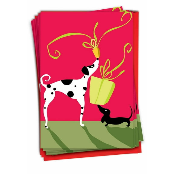 12 Funny Merry Christmas Cards Pack (1 Design, 12 Cards) - Dalmation B1750