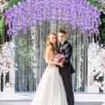 thumbnail image 4 of GOOHOCHY Imikeya 12 unids wisteria artificial colgando flores boda flores falsas decoraciones pared colgando flores, 4 of 8