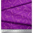 thumbnail image 2 of Soimoi Purple Rayon Fabric Canvas & Paint Brush Art & Craft Print Fabric by the Yard 42 Inch Wide, 2 of 3