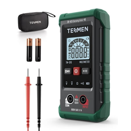 510 Digital Multimeter, 4000 Counts, Smart Measurement, Auto-Ranging Voltmeter; Voltage Tester with Non-Contact Function, Measures AC/DC Voltage, Resistance, Continuity – Green
