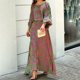 thumbnail image 2 of Tallas grandes Moda Mujer Casual Impreso Manga larga Cuello redondo Tops Conjuntos de vestido largo Wmkox8yi bvn2804, 2 of 5