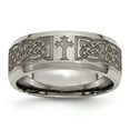thumbnail image 1 of Titanium Beveled Edge 8mm Laser Design Brushed & Polished Wedding Band - Size 8.5, 1 of 5