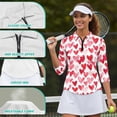 thumbnail image 6 of Uorisanigo Love Heart Women's Golf Top Comfortable Polyester Spandex Fabric Moisture Wicking Casual Tennis Activewear Fashionable Quarter Zip Workout Sports Outing Wear Size L, 6 of 7