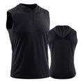 thumbnail image 5 of Men's Casual Sporty Hooded Sleeveless Vest, Breathable Solid Color Pullover for Spring Fall, Layering Piece,Black,M, 5 of 5