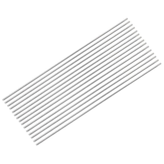 Uxcell 15Pcs 1.5mm x 300mm 304 Stainless Steel Rods, Round Metal Solid Rod Lathe Bar Stock for Industry, DIY Craft, Car, Helicopter, Airplane