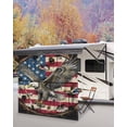 thumbnail image 5 of 4th of July RV Awning Sun Shade Screen 9'X7' Bald Eagle Mesh Sunscreen Retro American Flag Graffiti Awning Shade Screen with Zipper UV Blocker Completed Kits Outdoor Canopy for RV Motorhome Camper, 5 of 7