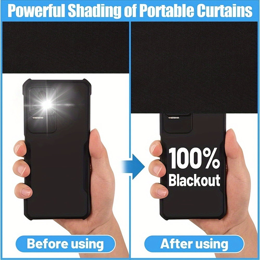 Portable Blackout Curtains, Portable DIY Blinds, No Drill Travel Blackout Blinds Sunblock Window Cover Black Out Curtains, for Baby Nursery, Travel, Dorm Room (158" x 39")