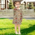 thumbnail image 5 of Girls' long-sleeved dress Plaid Bowknot Leaves Pattern Girls' A-line dress with ribbed cuffs Soft and comfortable, 5 of 6