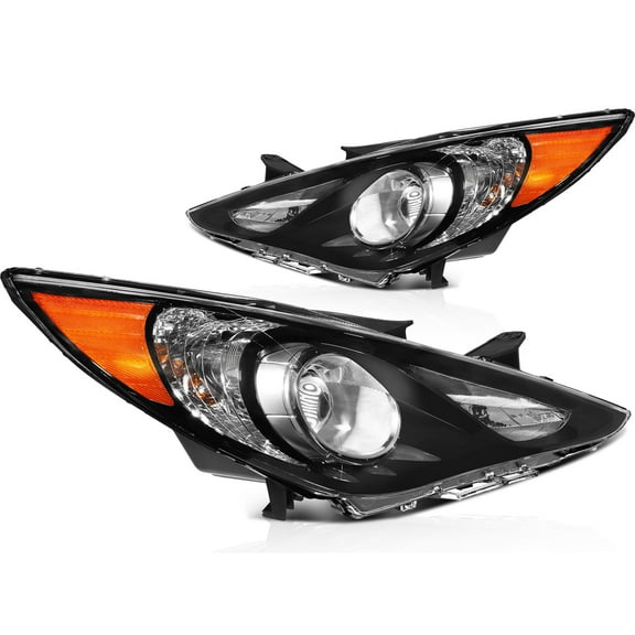 CCIYU OE-Style Headlight Assembly fit for 2011 2012 2013 2014 Hyundai Sonata Black Housing Amber Corner, Driver and Passenger Side