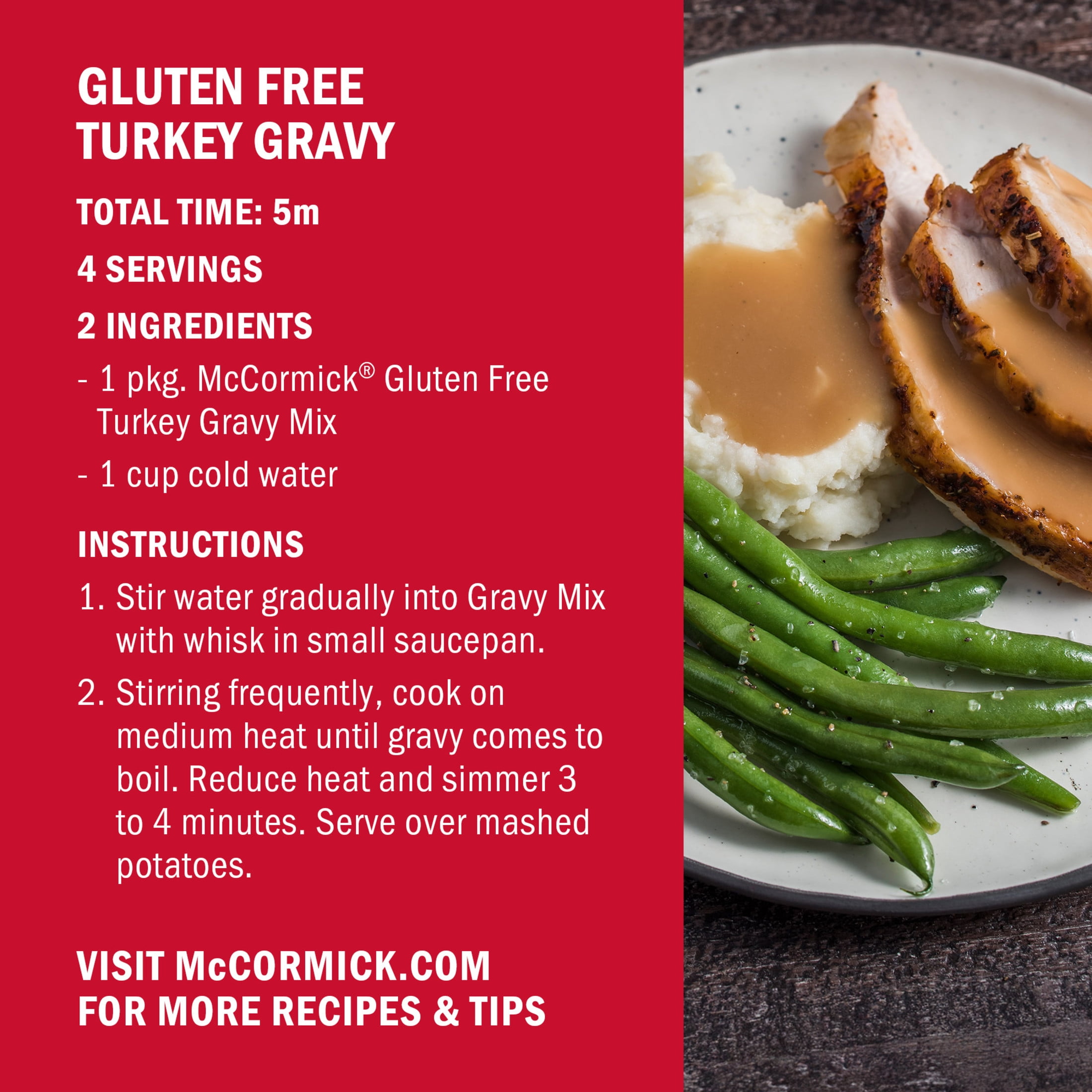 (3 pack) McCormick Gluten Free Turkey Gravy Mix, 0.88 oz Packet